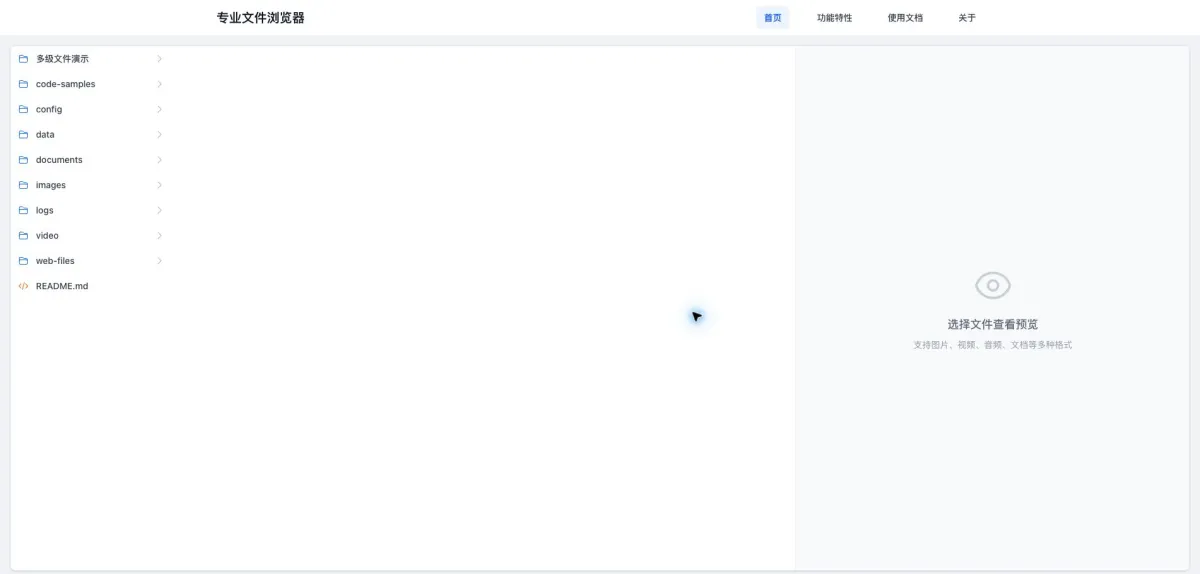 Finder 在线文件管理与多格式预览工具界面
